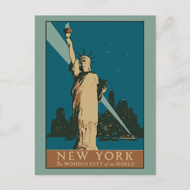 Postal Vector Art Deco Nueva York Wonder City (Anverso)