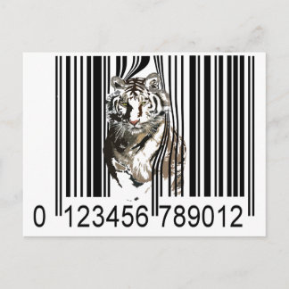 Postal Vector de código de barras de tigre divertido
