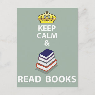 Postal Vector Mantener la calma y leer libros