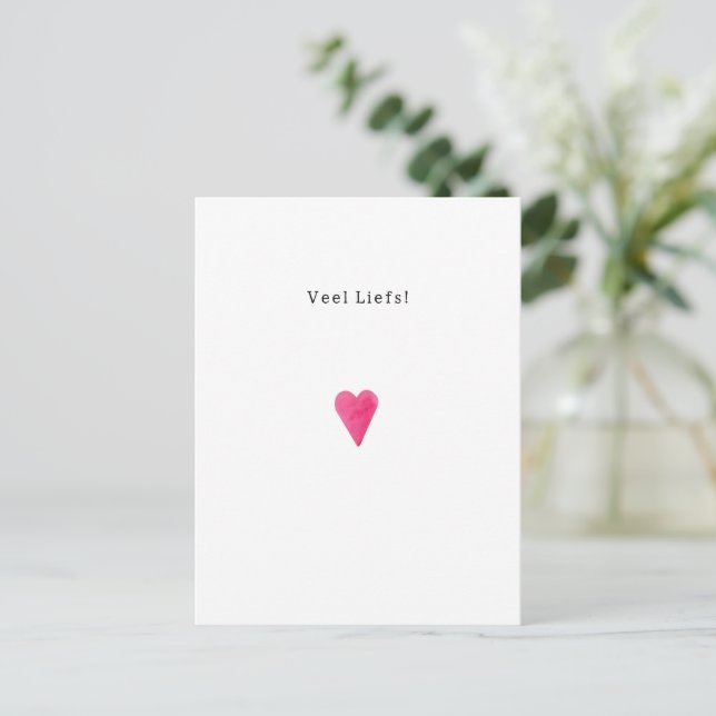 Postal Veel Liefs Roze Hart Hartje Quote Kaart (Anverso de pie)