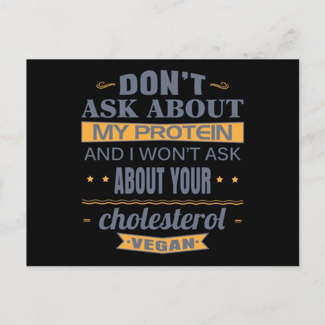 Postal Vegan no preguntes por mi proteína (Anverso)