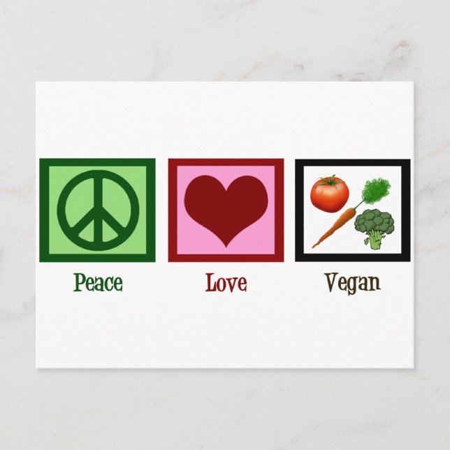 Postal Vegan por el amor de la paz (Anverso)