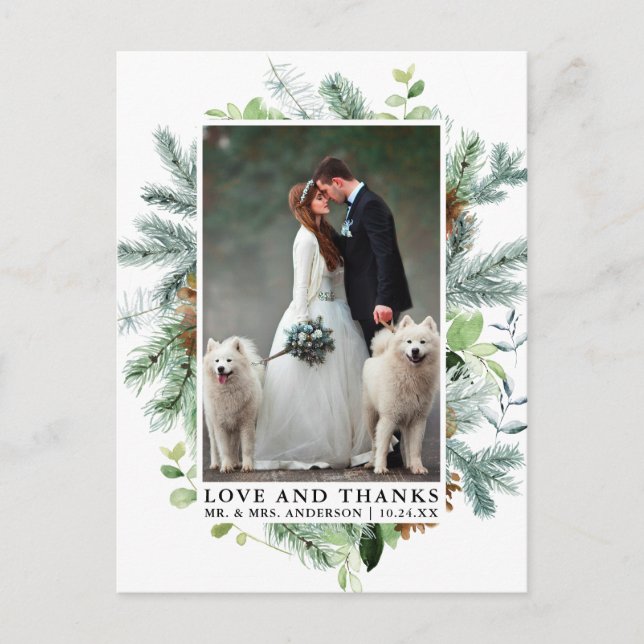 Postal Vegetación acuarela Amor y agradecimiento Boda (Anverso)