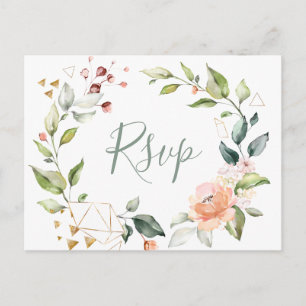 Postal Vegetación acuática y RSVP floral