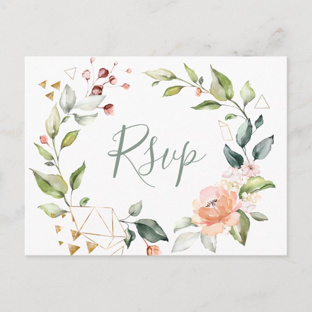 Postal Vegetación acuática y RSVP floral (Anverso)