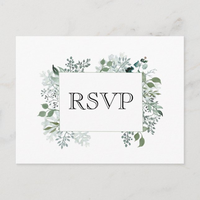 Postal Vegetación botánica RSVP Boda Foliage (Anverso)