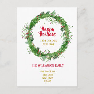 Postal Vegetación de Invierno Nuevo Hogar Felices Fiestas