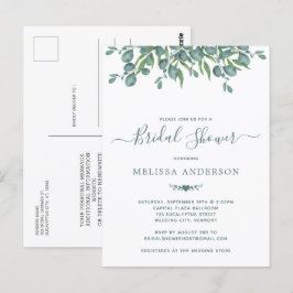 Postal Vegetación Eucalyptus Sage Bridal Shower Invitació