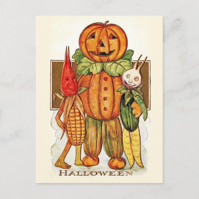 Postal Vegetales de Halloween de época (Anverso)