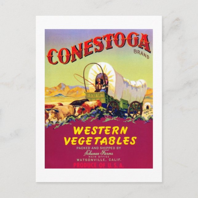 Postal Vegetales occidentales de Conestoga (Anverso)