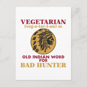 Postal Vegetariano viejo término indio para mal cazador