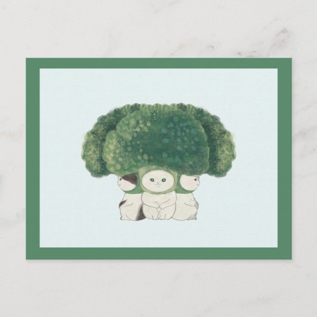 Postal Veggie Cats Postcard -broccoli cat- (Anverso)