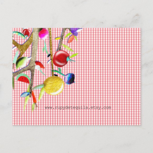 Postal Veggies Watercolor Vichy Pattern (Anverso)