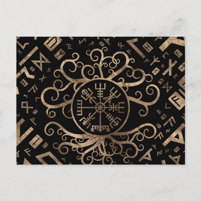 Postal Vegvisir Árbol de vida Yggdrasil y Runes (Anverso)