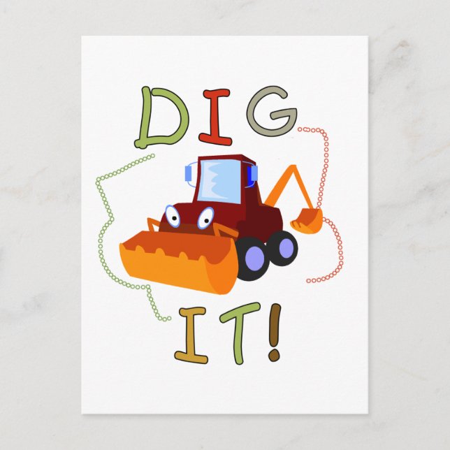 Postal Vehículo de construcción cavar camisetas y regalos (Anverso)
