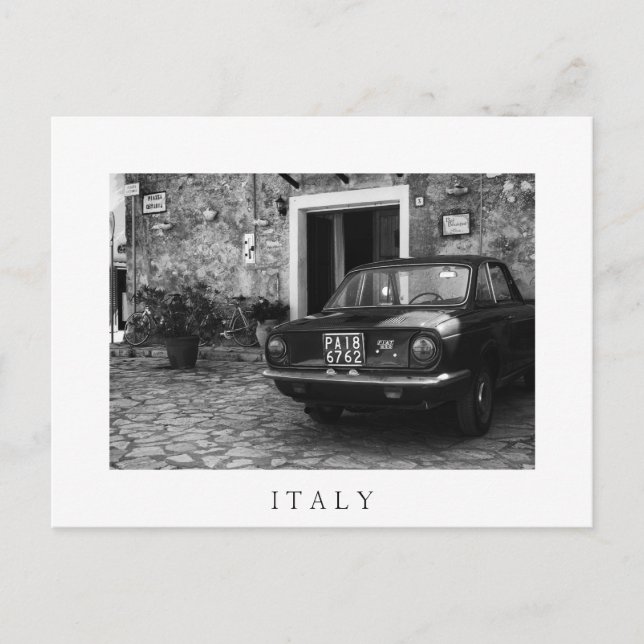 Postal Vehículo FIAT de época en Italia monocromo (Anverso)