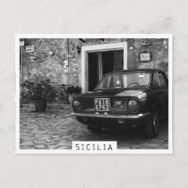 Postal Vehículo FIAT de época en Italia monocromo