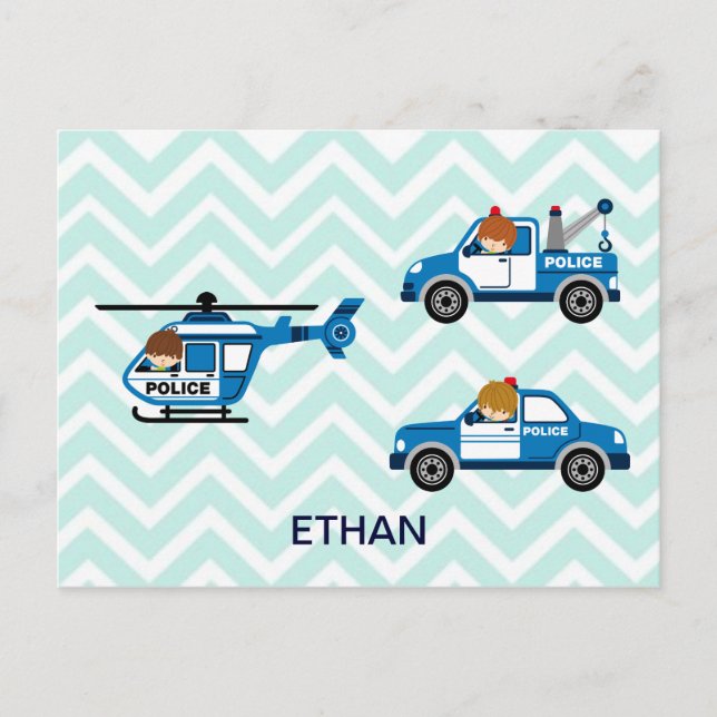 Postal Vehículos de helicópteros de la policía en Chevron (Anverso)