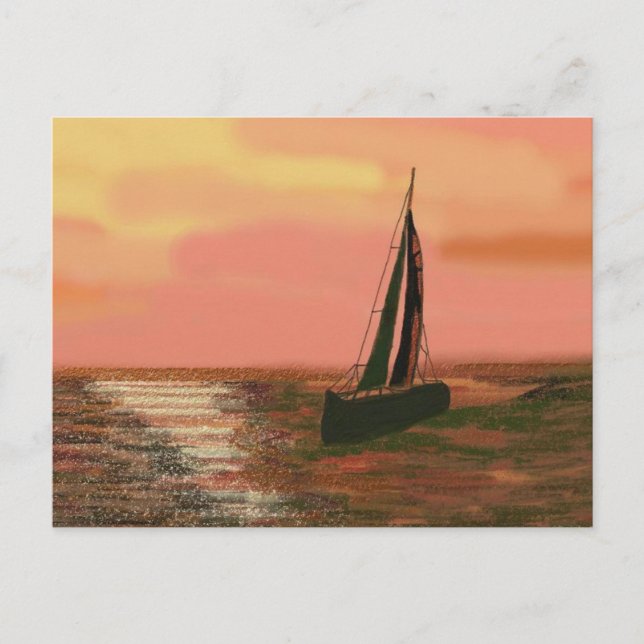 Postal Vela al atardecer (Anverso)