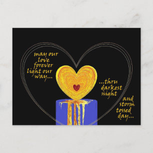 Postal Vela de Amor de Corazones San Valentín Boda Aniver