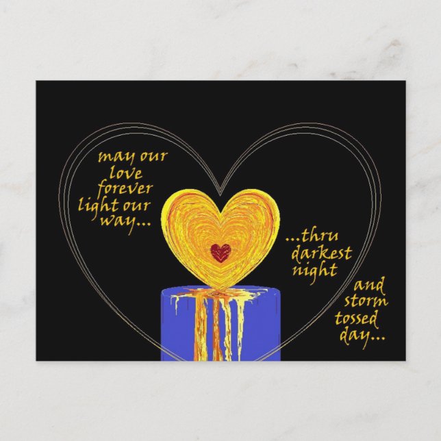 Postal Vela de Amor de Corazones San Valentín Boda Aniver (Anverso)