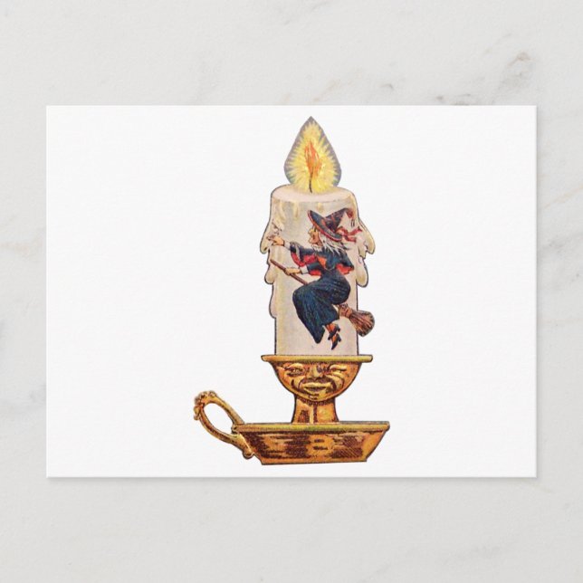 Postal Vela de bruja (tarjeta de halloween de época) (Anverso)