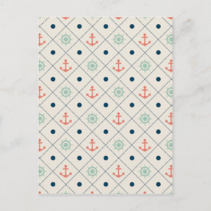 Postal Vela de marfil de la rueda del timón del ancla del