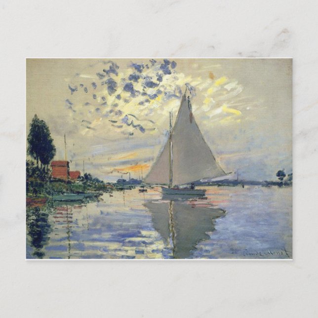 Postal Vela en barco de Monet en Le-Petit-Gennevillie (Anverso)