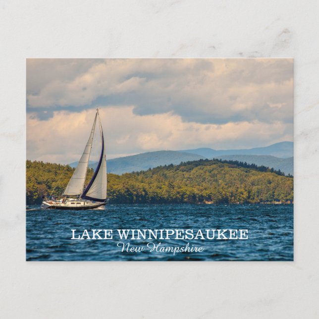 Postal Vela En El Lago Winnipesaukee En Nuevo Hampshire (Anverso)