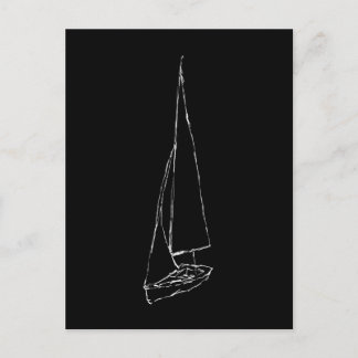 Postal Vela. Esbozo en blanco y negro.