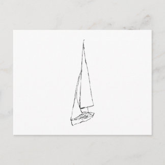 Postal Vela. Esbozo en blanco y negro.