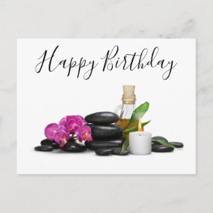 Postal Vela Flor de orquídea de piedra caliente de Spa