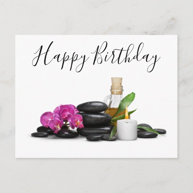 Postal Vela Piedra caliente Orquídea Flor de Spa (Anverso)