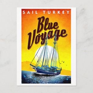 Postal Vela Turquía, barco turístico, mar Mediterráneo