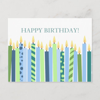 Postal Velas azules y amarillas niños cumpleaños