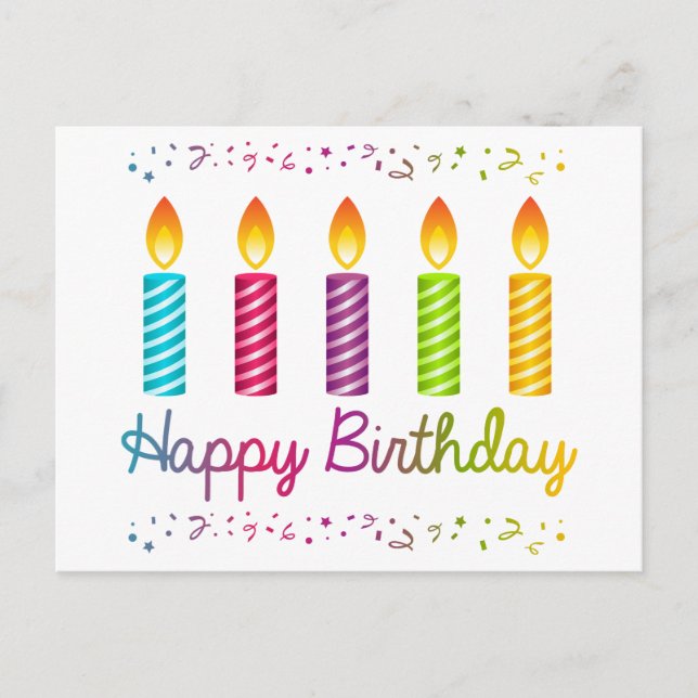 Postal Velas Coloridas de Cumpleaños  (Anverso)