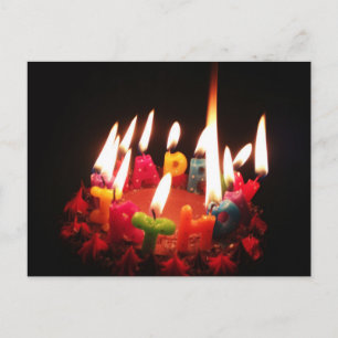 Postal Velas coloridas y luminosas de "cumpleaños feliz",