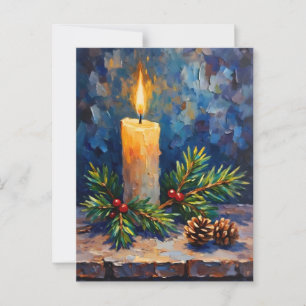 Postal Velas con pino en navidades