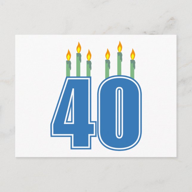 Postal Velas de cumpleaños 40 (azul / verde) (Anverso)