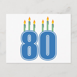 Postal Velas de cumpleaños 80 (azul / verde)