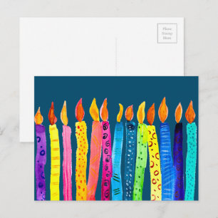 Postal Velas de cumpleaños de acuarela