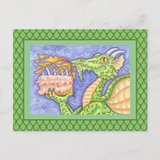 POSTAL VELAS DE CUMPLEAÑOS DRAGÓN QUE ESCUPE FUEGO (Anverso)