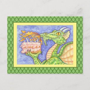 POSTAL VELAS DE CUMPLEAÑOS DRAGÓN QUE ESCUPE FUEGO