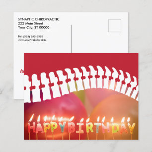 Postal Velas de cumpleaños felices y quiropráctica de esp