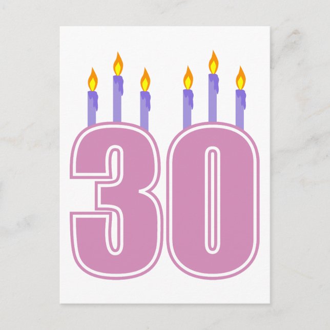 Postal Velas de cumpleaños (rosa/púrpura) (Anverso)