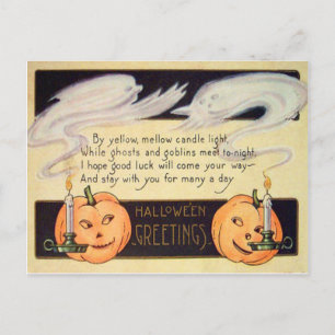 Postal Velas de Jack O Lantern Fantasmales Vintage Hallow