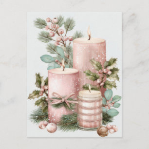 Postal Velas de Navidad pastel festivas y elegantes