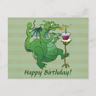 Postal Velas del cumpleaños del dragón que soplan