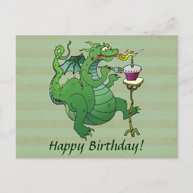 Postal Velas del cumpleaños del dragón que soplan (Anverso)