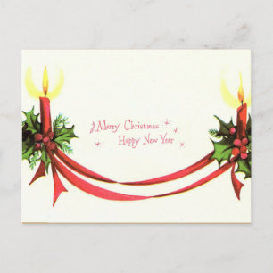 Postal Velas vintage Feliz Navidad